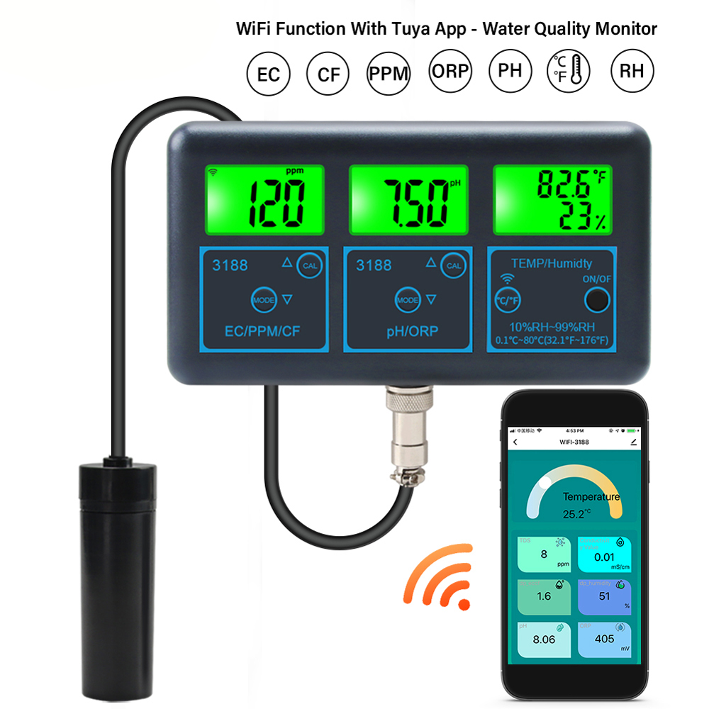 Marine Aquarium Par Meter - Tuya WiFi 7in1 Water Quality Tester