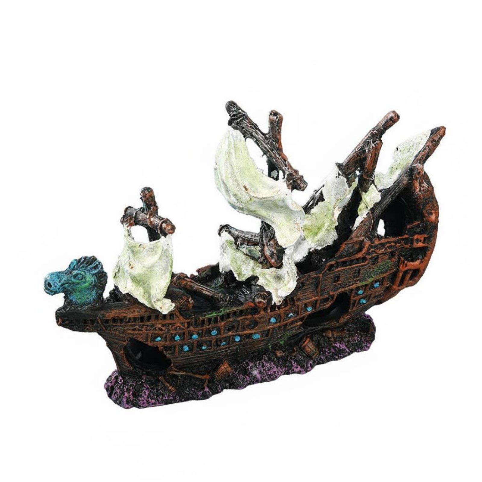 Aquarium Marine Setup - Fish Tank Resin Shipwreck Decor Aquarium