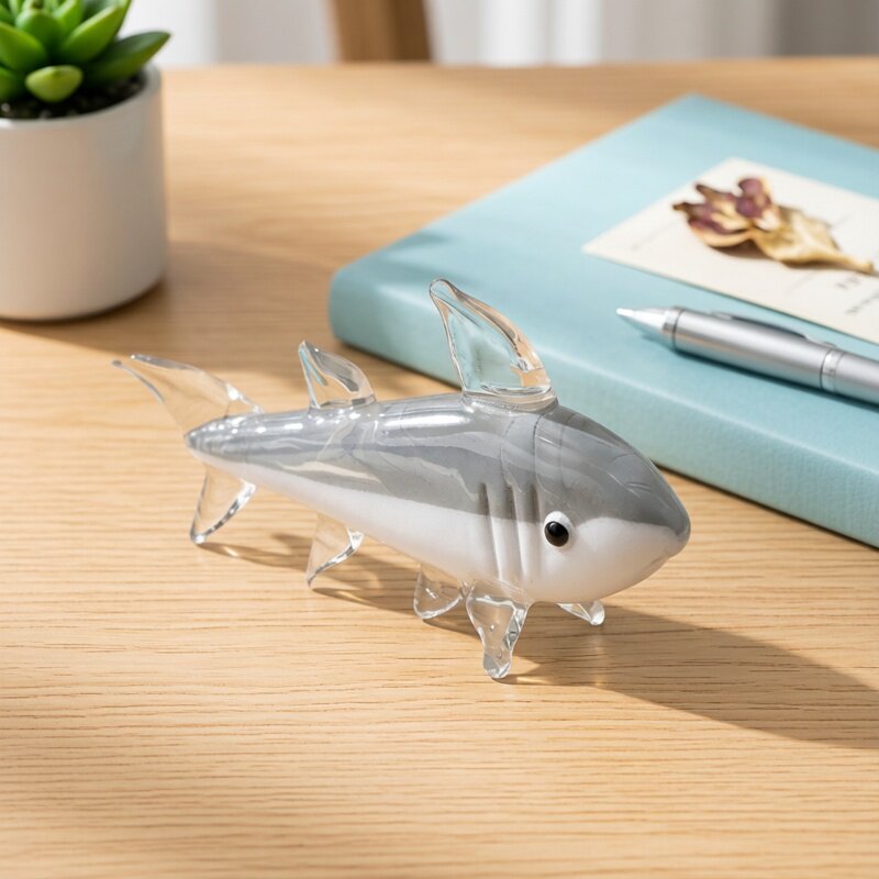 Gray Murano Glass Shark Figuri - Marine Aquarium Home recension och pris
