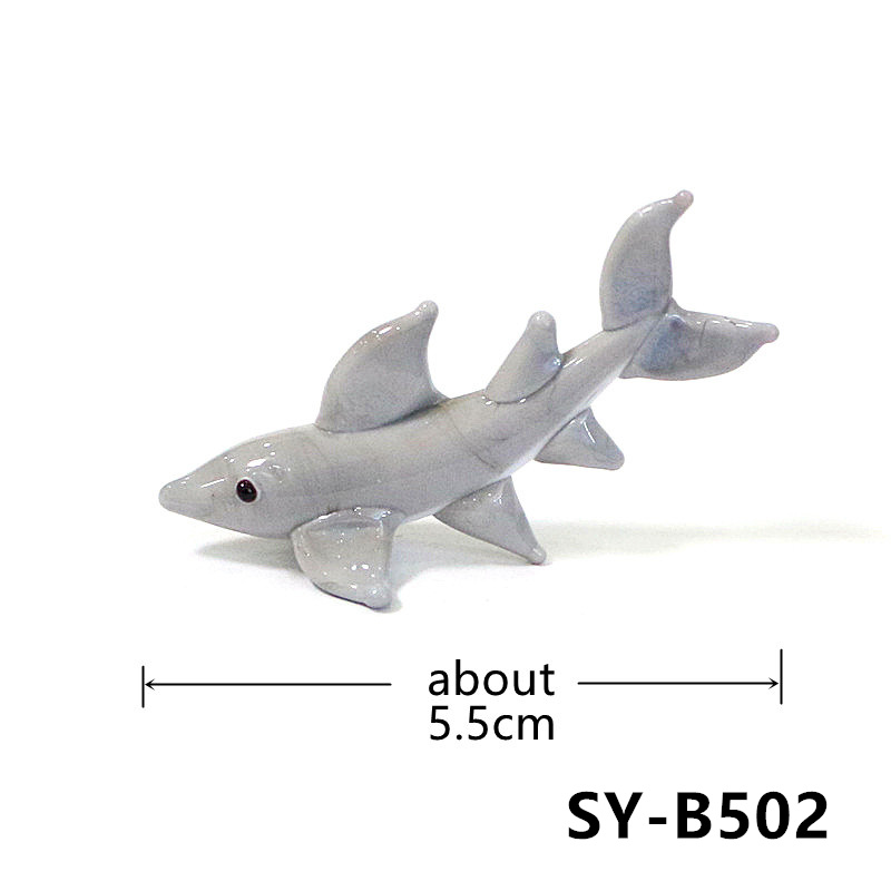 Handmade Mini Glass Shark Figu - Marine Aquarium Home recension och pris