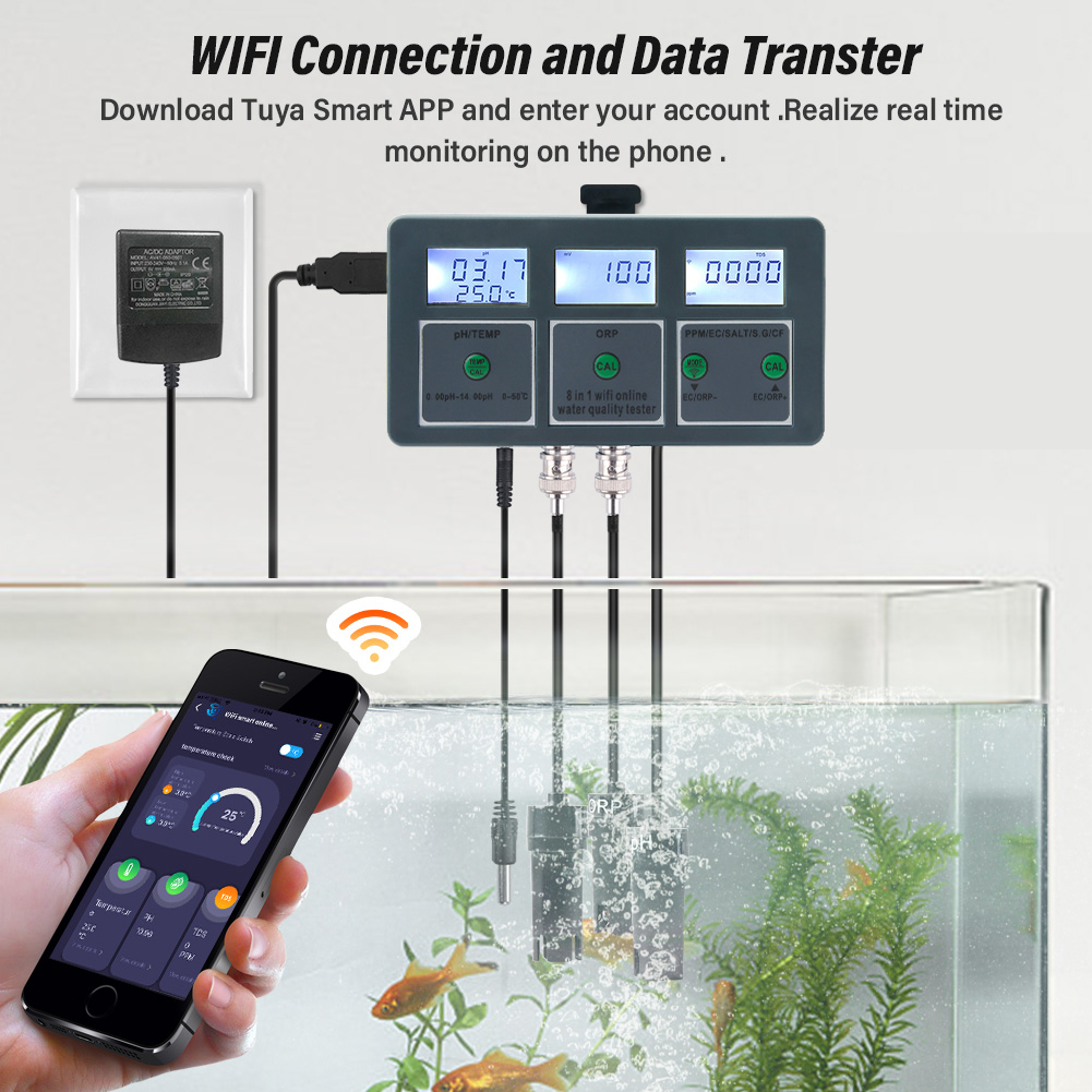 YAGO 8 in 1 WiFi Aquarium Wate - Marine Aquarium Par Meter recension och pris