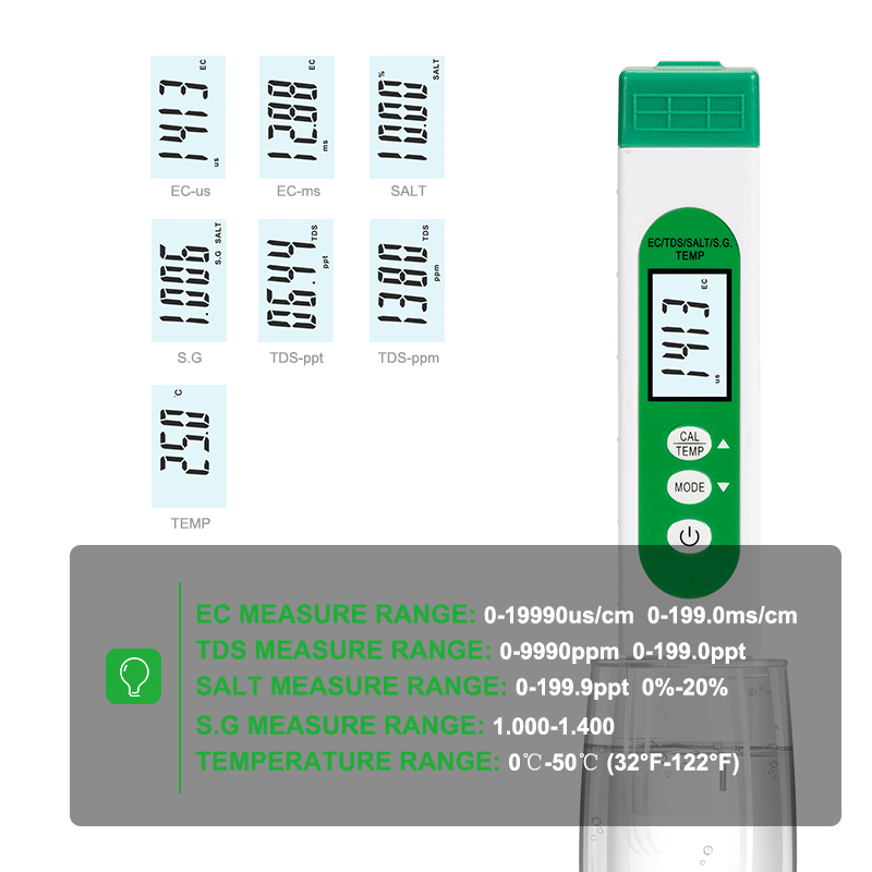 5 in 1 TDS EC SALT S.G TEMP Wa - Aquarium Marine Salt recension och pris